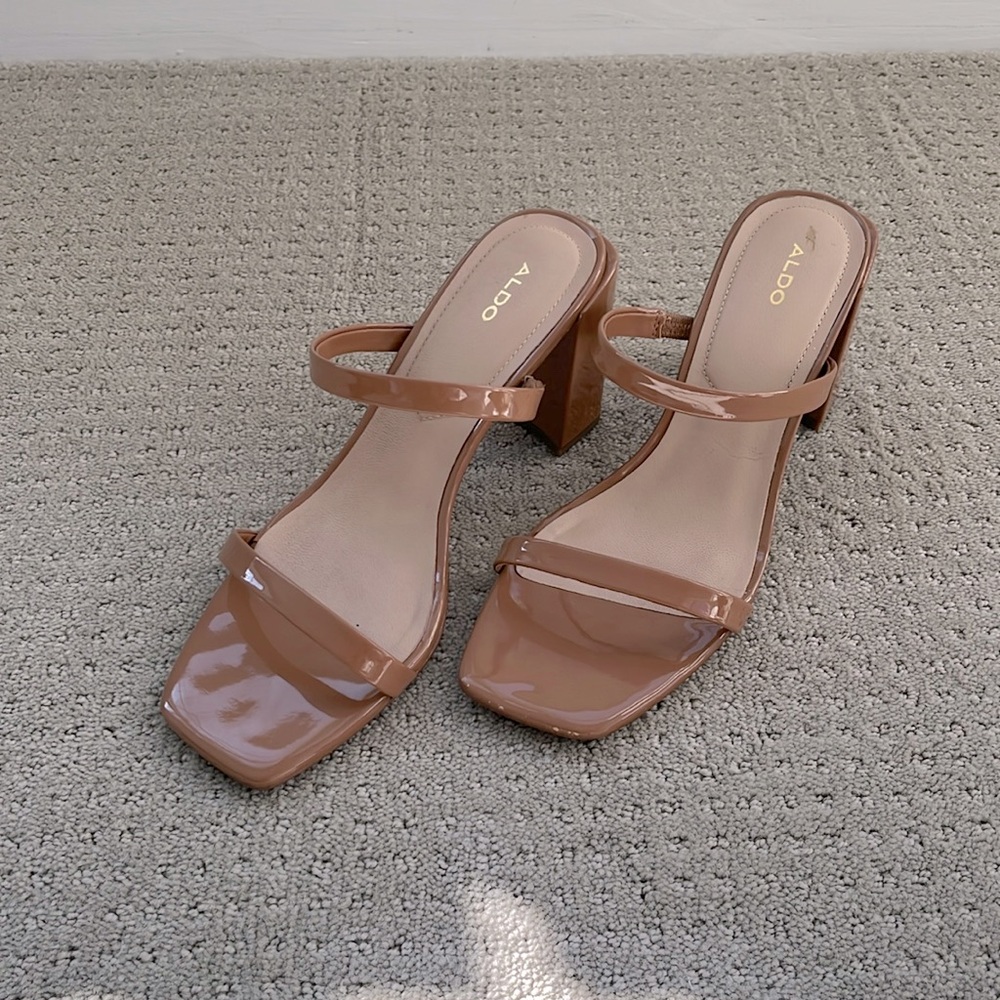 Aldo sevadosa block sandal heels in nude
